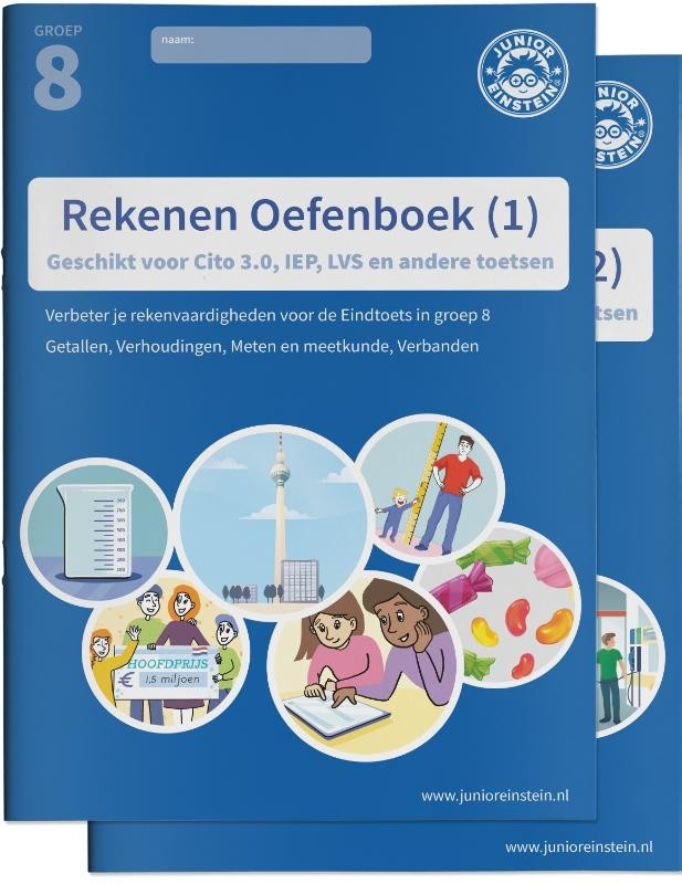 Junior Einstein Rekenen - Oefenboek groep 8 - deel 1 en 2