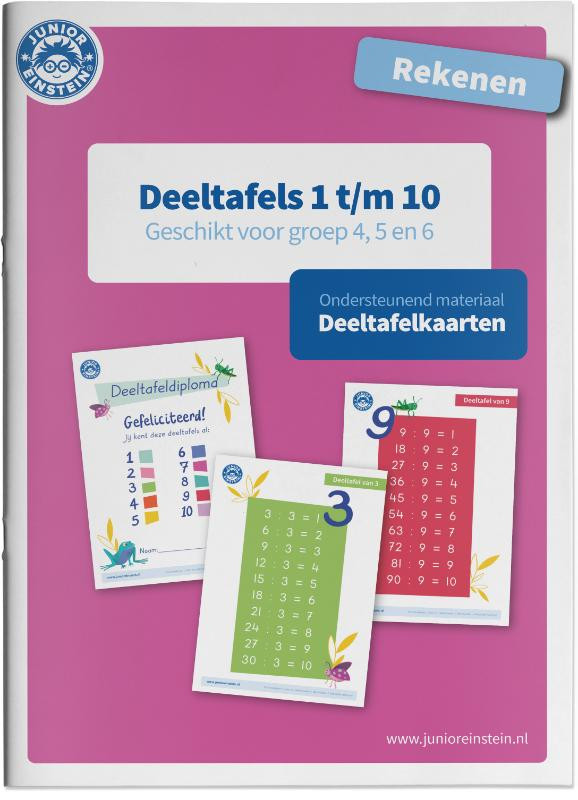 Junior Einstein Rekenen - Deeltafelkaarten 1 t/m 10 - Ondersteunend Materiaal
